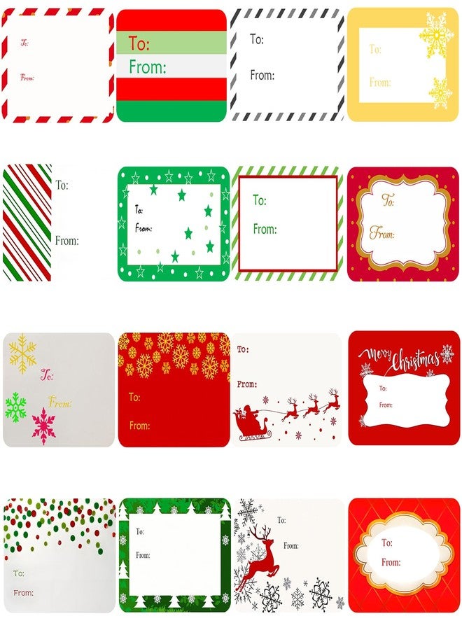 بيشيدا ملصقات هدايا عيد الميلاد من بيشيدا، 128 قطعة، 16 تصميمًا، ملصقات أسماء هدايا "عيد ميلاد سعيد" و"من" للهدايا، 3 × 2 بوصة، ملصقات أسماء هدايا ذاتية اللصق للأعمال اليدوية. - Image 1